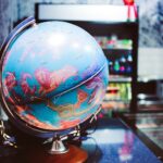 globe desk on table