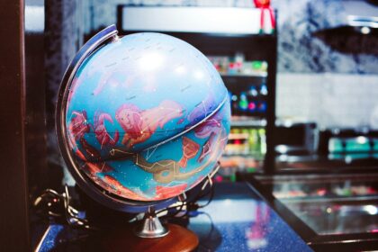 globe desk on table