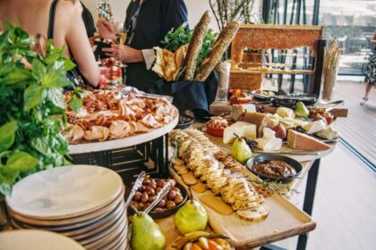 variety of food displayed on a table