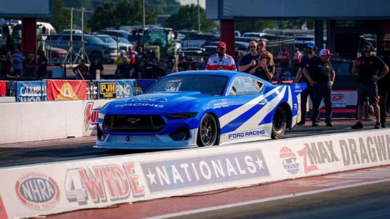 Ford Mustang Cobra Jet 2200 hits 6.87 seconds in the quarter-mile, resetting the electric drag racing benchmark